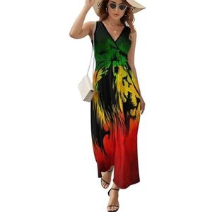 Lion Reggae Jamaica Lange damesjurk Mouwloze maxi-jurk, zonnejurk, strandfeestjurk, avondjurk, XL