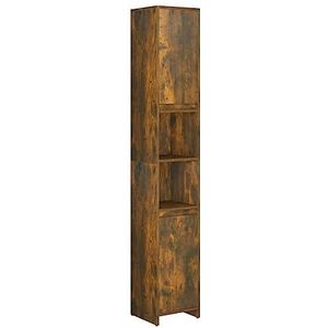 vidaXL Badkamerkast 30x30x183,5 cm bewerkt hout gerookt eikenkleurig, badkamer kast, opbergoplossing, kastje, badkamerkastje, kast, hoge kast