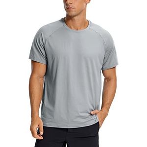 CRZ YOGA Heren Korte Mouwen Training T-Shirt Quick Dry Gym Sportieve Running T-shirts Zilver grijs L
