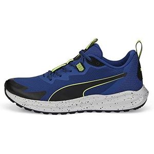 PUMA Unisex Twitch Runner Trail Running Schoen, Blazing Blue Lime Squeeze Puma Zwart, 43 EU