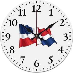 Dominicaanse Republiek Vlag Wandklok, Stille, niet-tikkende batterijvoeding, gemakkelijk te lezen klok voor thuiskantoor woonkamer decoratie