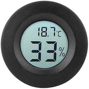 Kamerhygrometer-thermometer, ingebouwde mini-ronde digitale lcd-vochtigheidstemperatuurmeter voor binnen voor thuiskantoor (zwart)