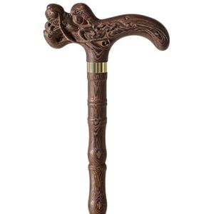 DQZRTUECA Wandelstok Draak Phoenix Kalebas Vorm Wenge Hout Verstelbaar 77-93cm 250kg Draagvermogen(A,80Cm(Use Height 150-155Cm))