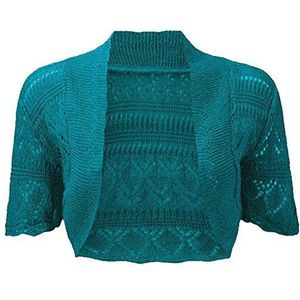 RageIT Dames bolero shrug gehaakt gebreid vest, Blauwgroen, 38-40