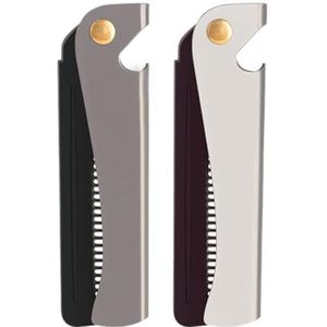 Opvouwbare baardkam, 2 stuks, opvouwbare baardkam van roestvrij staal, draagbare baardkam, fijne tandoliekam