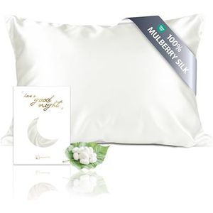 townssilk - Kussensloop - Natuurlijk Wit - 100% Pure Moerbeizijde - 50 x 80 cm - Dubbelzijdig