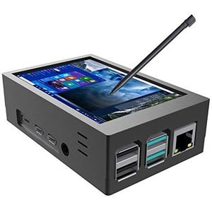 CUQI Voor Raspberry Pi 4 touchscreen met behuizing 3,5 inch 60 fps monitor met 480 x 320 resolutie en mini-ventilator, koellichaam, behuizing is ontworpen voor Raspberry Pi 4