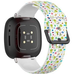 Zachte sportband compatibel met Fitbit Sense / Sense 2 / Versa 4 / Versa 3 (Patten Frogs) siliconen armband accessoire
