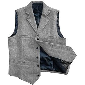 Heren Visgraat Formele Vesten Pak wol Zakelijke Tweed Jurk Gilets slim fit(X-Large, Zilver)