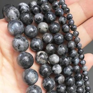 Natuurlijke Labradoriet Larvikite Stenen Kralen Zwarte Ronde Losse Kralen Voor Sieraden DIY Maken Armband Accessoires 15"" 4/6/8/10/12mm-Zwarte Labradoriet-10mm (ca. 36 stuks)