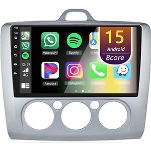 Android Radio voor Ford Focus Exi MT 2 3 Mk2/Mk3 2004-2011, 9 inch Touchscreen Autoradio met Wireless CarPlay Android Auto Bluetooth WIFI(Silver,8Core(8+256GB))