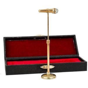 Poppenhuis miniatuur 1/6 actiefiguren 12 inch poppen muzikaal accessoire metaal goud microfoon model kerstdecor for thuiskantoor (16 cm gouden microfoon)