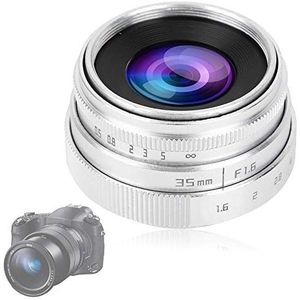 Cameralens 35 mm F1.6-16 lens CCTV C-mount lens met groot diafragma voor NEX M 4/3 FX, handmatige scherpstelling micro enkele lens Aps-c framelens (zilver)
