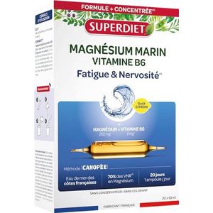 Superdiet Magnesium van Zee Oorsprong + Vitamine B6 - 90 Capsules - Ondersteunt Energie en Vermoeidheidsvermindering