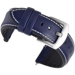 yeziu Lederen siliconen bandjes voor Huawei Watch GT Magic Watch 2pro 2in 1 Smart Business Style Watch vervangende armband(Color:Blue-silver Clasp)
