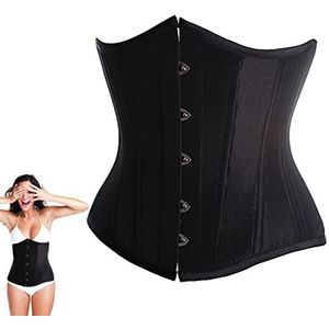 SamHeng Dames tailletraining korset, zwart sexy onderborst korset bustier met G-string, vintage korset zonder botten, party bustier cami tops, zwart, XL