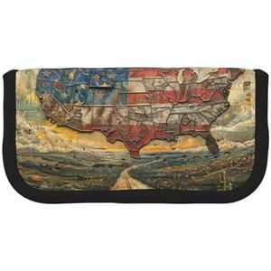 gopoo Oude kaarten van The USA Cute Canvas Pencil Pouch - Georganiseerde opslag voor reizen en dagelijks gebruik Etui, Make-up Pouch