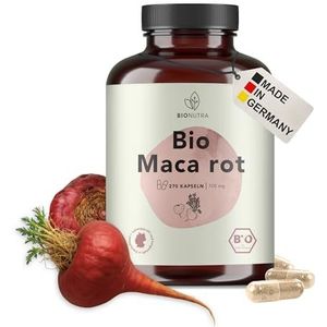 BIONUTRA® Bio rode maca capsules hooggedoseerd 4200 mg/dag, residugecontroleerd, Duitse productie, vegan, lactose- & glutenvrij, zonder toevoegingen, 270 stuks x 700 mg