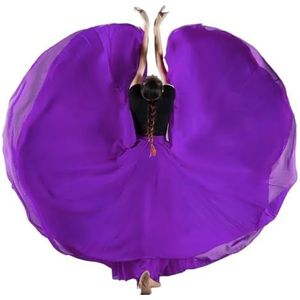 Flamencorok for vrouwen, 720 graden, volle cirkelvormige swingrok, Spaans danskostuum, volwassen, vloeiende, geplooide gelaagde rok for optredens, Halloweenfeest, rode krijtthema-outfit(Dark purple_M)