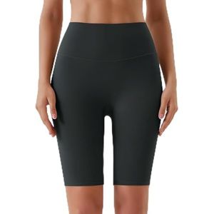 Vrouwen Sport Korte Yoga Shorts Hoge Taille Ademend Zacht Fitness Strak Vrouwen Yoga Legging Shorts Fietsen Atletisch -Zwart-XL