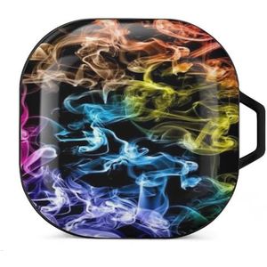 Regenboog wolk en mist oordopjes hoesje compatibel met Samsung hard shell beschermhoes zwart stijl