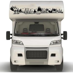 QUNINE Grote dieren in het wild elanden scène berg bos achterklep vrachtwagen auto sticker caravan Camping Van camper Pickup Vinyl Decor