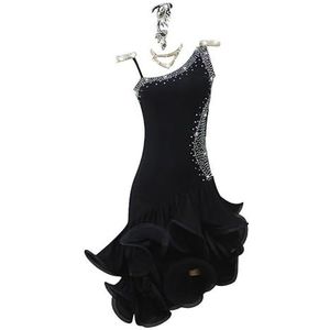 Yhwacyznm Professionele kleding voor Latijns Amerikaanse danswedstrijden Cha Cha Ballroom Dansrok Dames Salsa Slim Fit Jurk Zachte Elastische Tango Performance Outfit,A,L