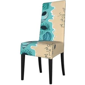 KemEng Met blauwe zeeschelpen, vectorafbeelding, stoelhoezen, stoelbeschermer, stretch eetkamerstoelhoes, stoelhoes voor stoelen