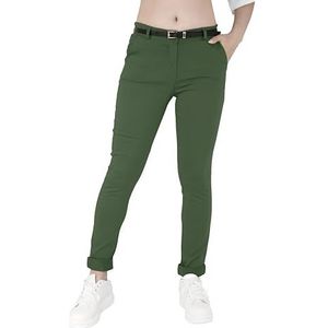 JOPHY & CO. Elastische chinobroek voor dames met riem (code 3008), Leger Groen, M