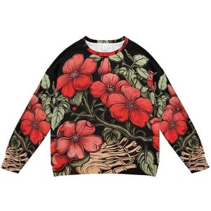 KAAVIYO Rode jasmijn bloem zwart kinderen sweatshirt zachte lange mouw trui ronde hals tops shirts voor jongens meisjes, Patroon, S