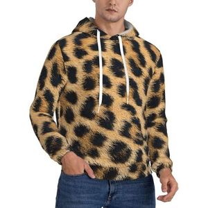 TTIGLHOH Ruwe luipaardprint Winter Hoodies Voor Mannen Fleece Gevoerde Sherpa Trui Kangoeroe Pocket Comfort Fit, Winter Sweatshirt, Zwart, M