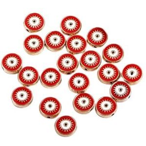 10 stks/partij 10mm Retro Delicate Legering Emaille Ster Hart Ronde Lucky Kralen Charms DIY Ketting Armband Sieraden-rood 10 stks