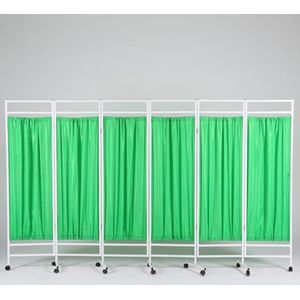 Medische kamerverdeler met opvouwbare panelen, mobiel medisch privacyscherm, waterdicht nylonweefsel, kamerverdeler met vergrendelbare wielen, geschikt, 189 cm hoog(Green,6-panel)