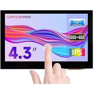Waveshare - 4,3 inch - Capacitatief Touchscreen - Zwart - HDMI LCD - 800x480 IPS-monitor