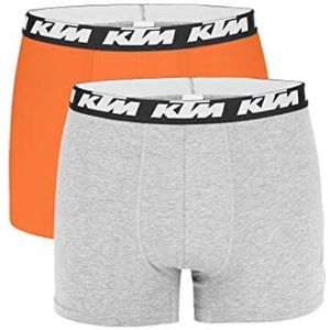 KTM by Freegun Boxershorts voor heren, ondergoed, 2 stuks, lichtgrijs/oranje, L