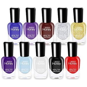 Abitzon Nieuwe nagellakset (10 flessen) – niet giftig, milieuvriendelijk, eenvoudig aftrekken en sneldrogende nagellak op waterbasis