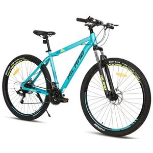 Hiland Mountainbike, 29 inch, aluminium frame, 21 versnellingen MTB met schijfrem, verende vork, voor mannen, blauw