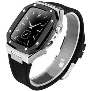 OFWAX Roestvrij stalen horlogekast riem modificatiekit, voor Apple Watch Band 9 8 7 6 5 4 SE 44 mm 41 mm 45 mm serie horloge vervangen upgrade siliconen band metalen behuizing, 45MM, agaat