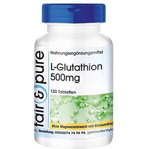 Fair & Pure® - L-glutathion 500mg - gereduceerd - hoge dosering - vegan - zonder magnesiumstearaat - 120 L-glutathion tabletten