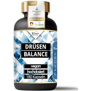 VitaminHouse KEUZEN BALANCE - 180 capsules (180 dagen), veganistisch - jodium selenium schildklier complex met tijm-extract, L-tyrosine plus 8 B-vitaminen - jodium van bruine algen (kelp) - hoge dosis