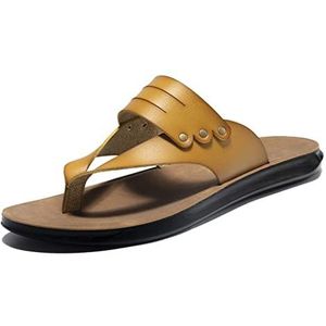 SDFGH Zomer heren slippers Romeinse sandalen Outdoor Niet-slip strand slippers comfortabele herenschoenen (Color : Gold, Size : 41 code)
