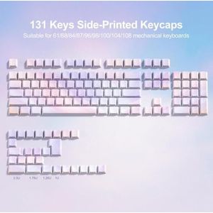 QPSJXN 135 Profiel Black Dye Black Sub PBT KeyCaps Shine gedrukt voor MX Egaming toetsenborden (SUNSET XG)