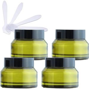 YKMYXZ, 4-pack 50 ml lege groene glazen cosmetische potten, gezichtscrème opslagcontainers potten met zwart deksel en binnenvoeringen DIY