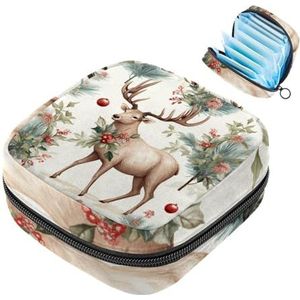 MUOOUM Kerst Bos Elanden Maandverband Opbergtas Draagbare Menstruatie Tas Voor Vrouwen Tiener Meisjes Menstruatie Cup Pouch Nursing Pad Houder