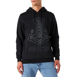 Baddery Viking-pullover voor heren, Viking-pullover met capuchon, Viking-cadeaus voor mannen, Viking-kleding, Mjölnir, L