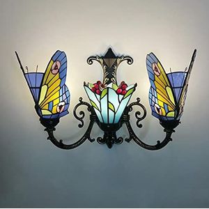 Tiffany -Stijl Wandlamp, Met De Hand Getint Glazen Wandlamp, Victoriaanse Stijl Decoratieve LED Papillon Voor Badkamer Woonkamer