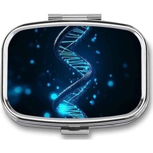 Blauwe DNA Structuur Pillendoos Pil Case Leuke Pil Organizer Pil Houder Geneeskunde Pil Organizer Pil Container Dagelijkse Pil Organizer Kleine Pillendoos Pil Case voor Portemonnee Pocket