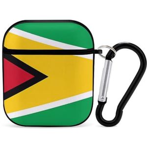 Vlag van Guyana Leuke Case voor AirPods 2&1 Schokbestendige Beschermende Hoofdtelefoon Gevallen Cover Met Sleutelhanger voor Mannen Vrouwen