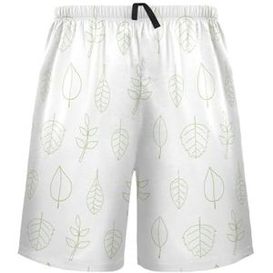 LI ZHI XIN Herenpyjamabroek, korte pyjamabroek, zomer casual shorts, elastische tailleband met trekkoord, rechte losse pasvorm met 2 zakken, S-XXL tropische plantenbladeren, Meerkleurig, S