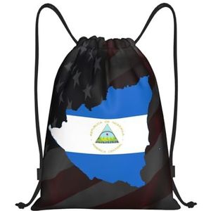 222 Gym Sack Vlag Kaart Van Nicaragua Trekkoord Zakken Lichtgewicht Cinch Zak Bestand Trekkoord Gym Tas Voor Reizen Vakantie Winkelen 36x42cm